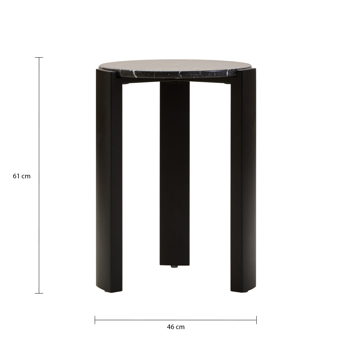 Palermo Black Marble Top Round Side Table