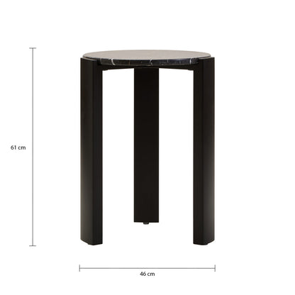 Palermo Black Marble Top Round Side Table
