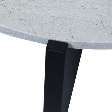 Winton Travertine Top Coffee Table With Black Acacia Wood Frame