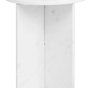Savio White Marble Round Top Side Table