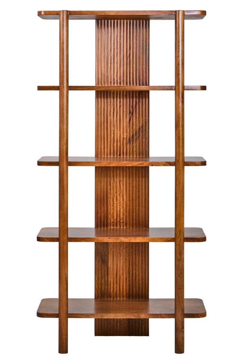 Torello Five Tier Brown Mango Wood Shelf Unit