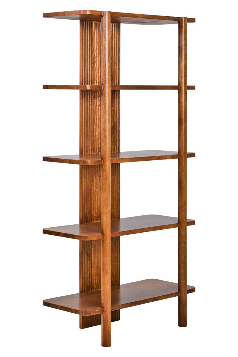 Torello Five Tier Brown Mango Wood Shelf Unit