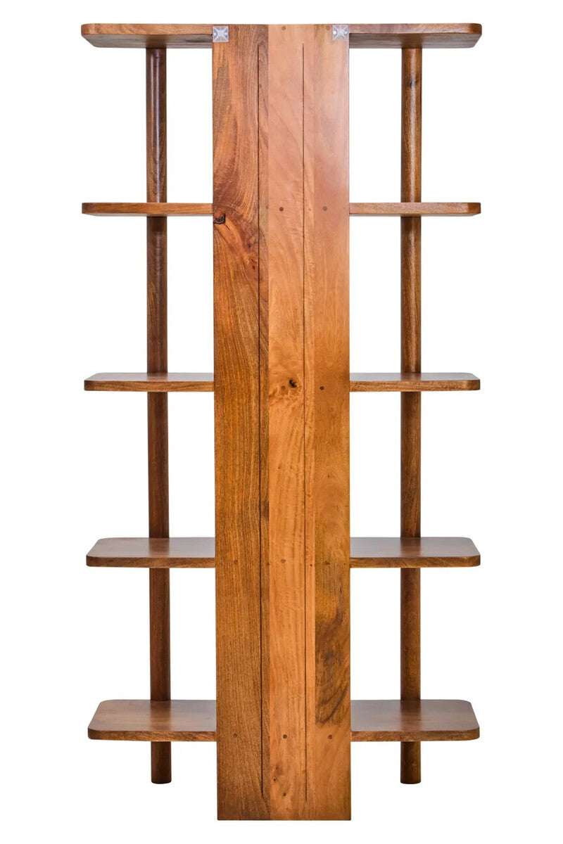 Torello Five Tier Brown Mango Wood Shelf Unit