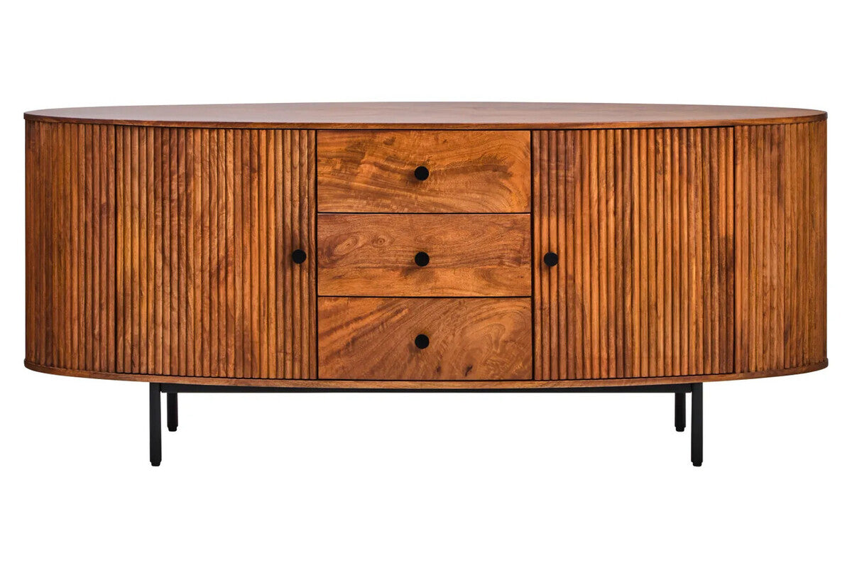 Torello Two Door Three Drawer Mango Wood Oval Sideboard