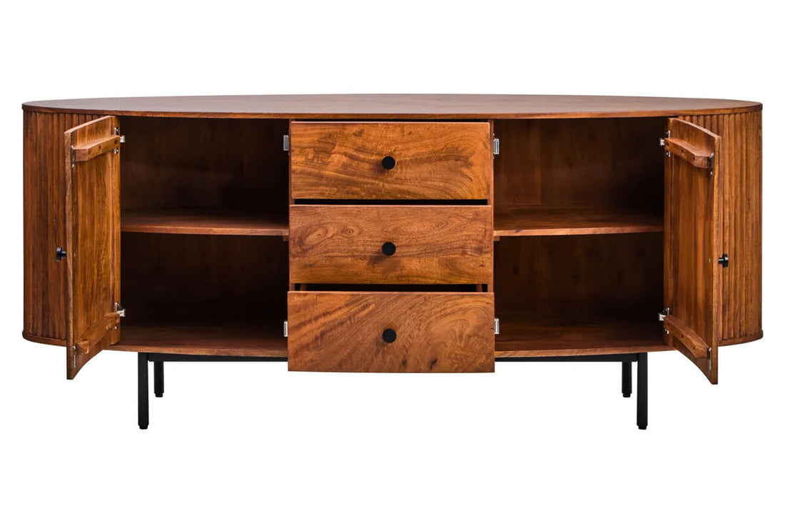 Torello Two Door Three Drawer Mango Wood Oval Sideboard