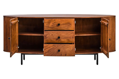 Torello Two Door Three Drawer Mango Wood Oval Sideboard