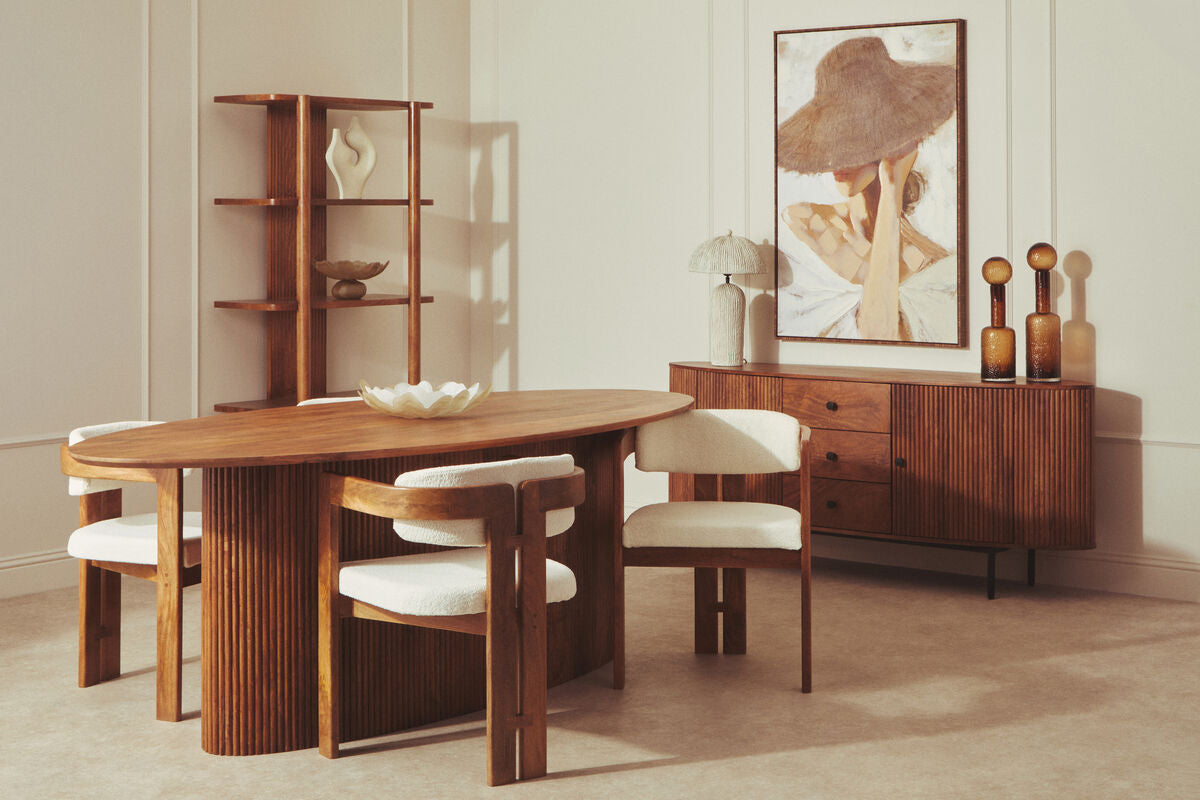 Torello Two Door Three Drawer Mango Wood Oval Sideboard