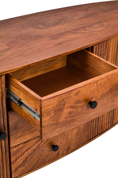 Torello Two Door Three Drawer Mango Wood Oval Sideboard