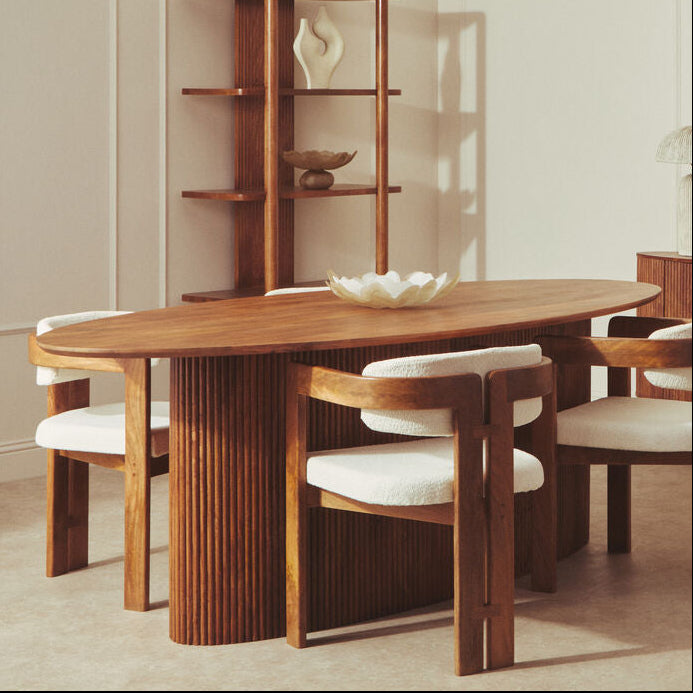 Solid Mango Wood Dining Table with Brown Finish, Torello