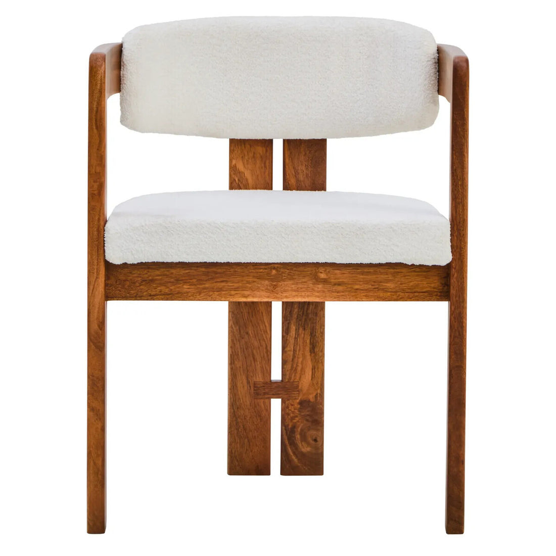 Torello Boucle Fabric and Mango Wood Dining Chair