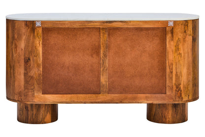 Marble and Carved Mango Wood Two Door Sideboard | Torello