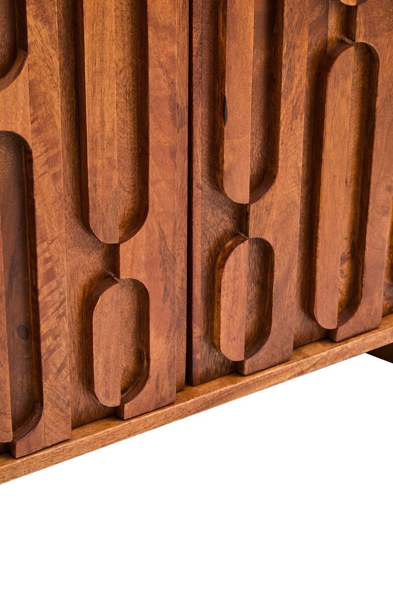 Marble and Carved Mango Wood Two Door Sideboard | Torello