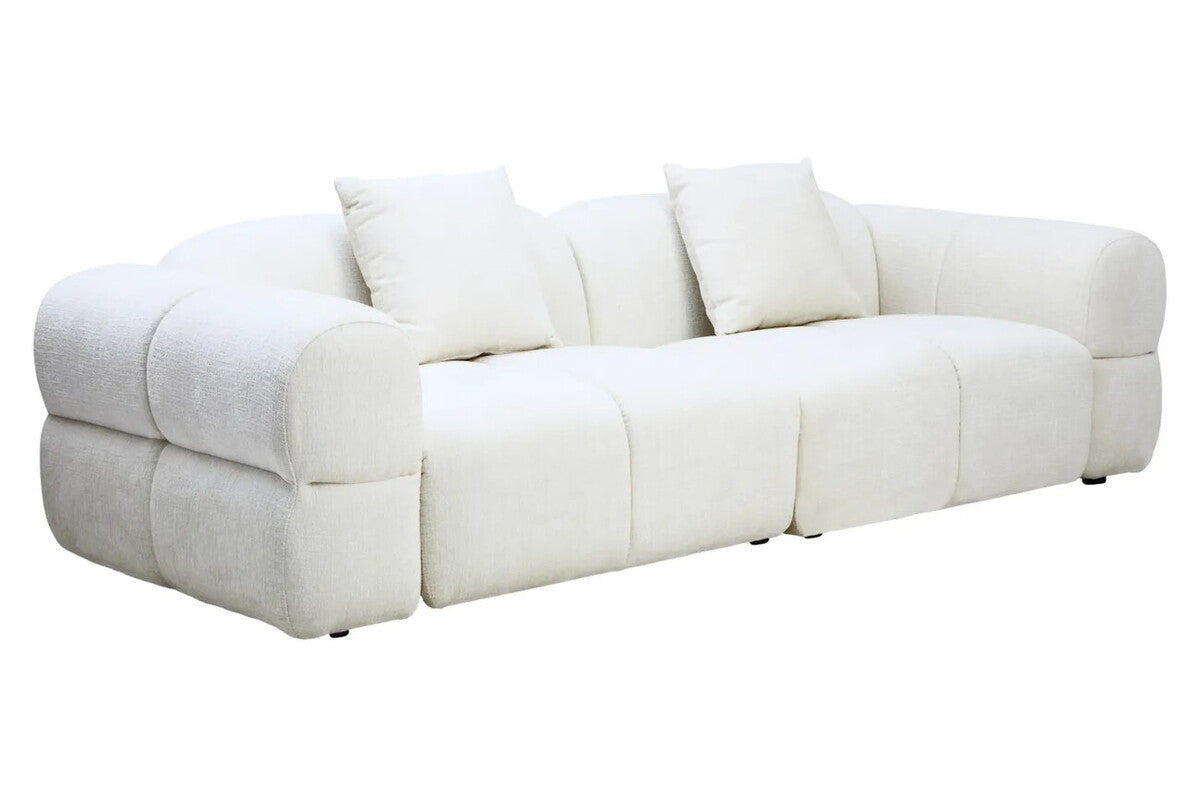 Anglet Cream Textured Fabric Large 3 Seater Sofa