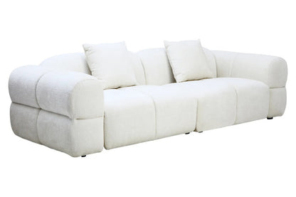 Anglet Cream Textured Fabric Large 3 Seater Sofa