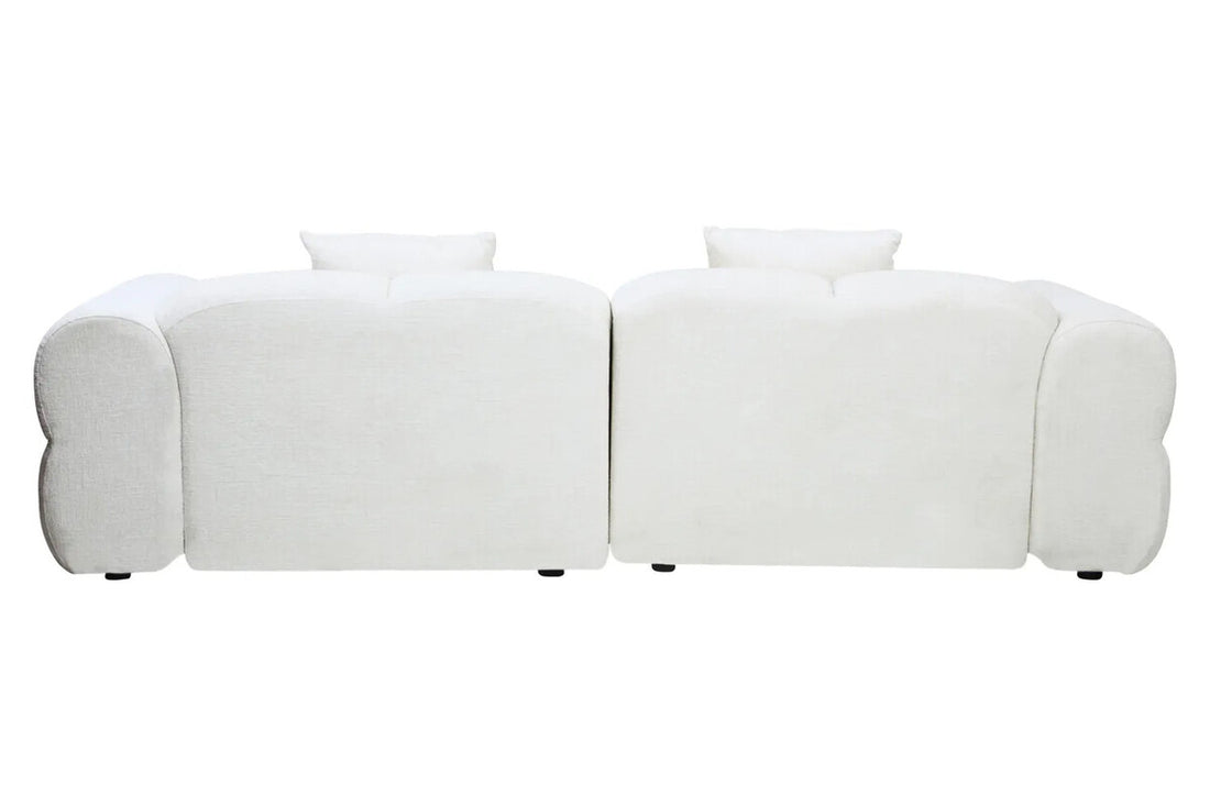 Large 3 Seater Cream Textured Fabric Sofa with Low Back, Anglet