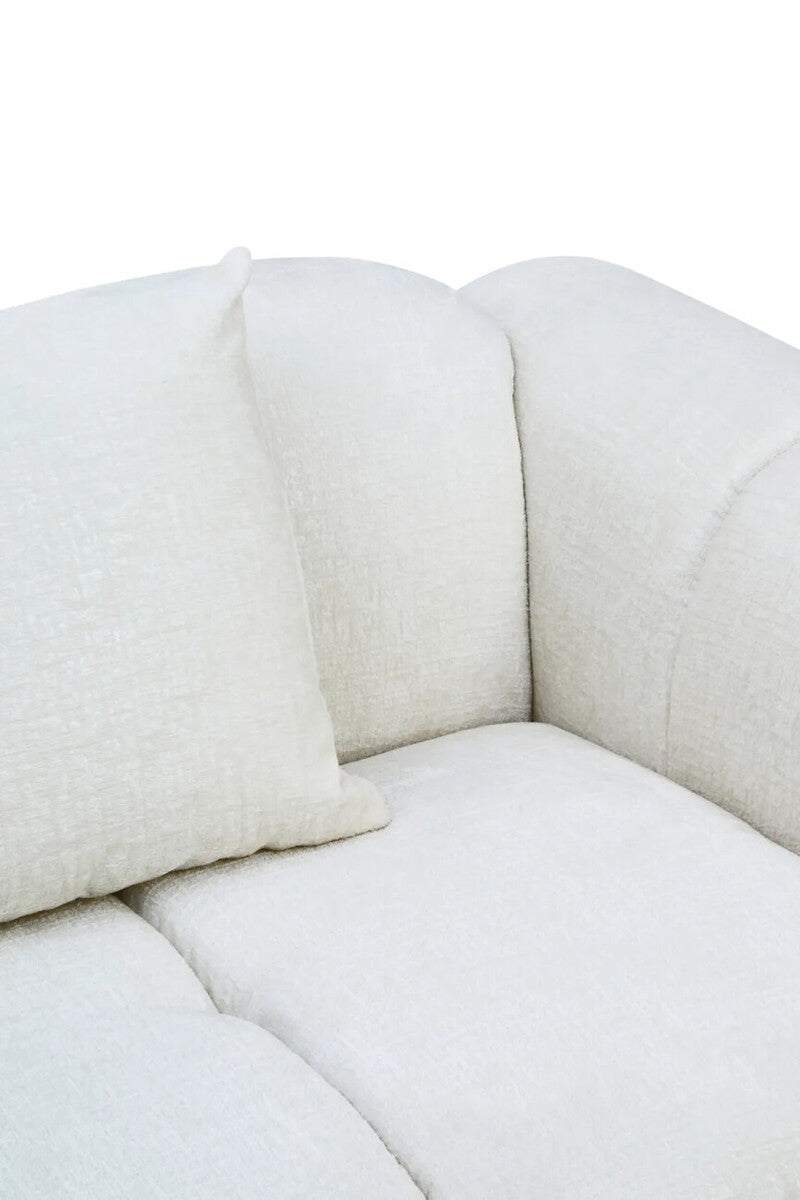 Anglet Cream Textured Fabric Large 3 Seater Sofa