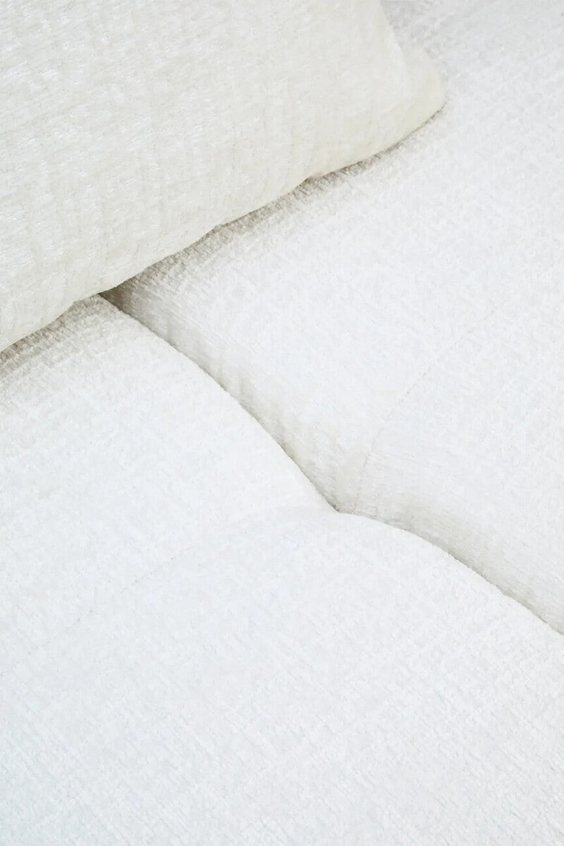 Large 3 Seater Cream Textured Fabric Sofa with Low Back, Anglet