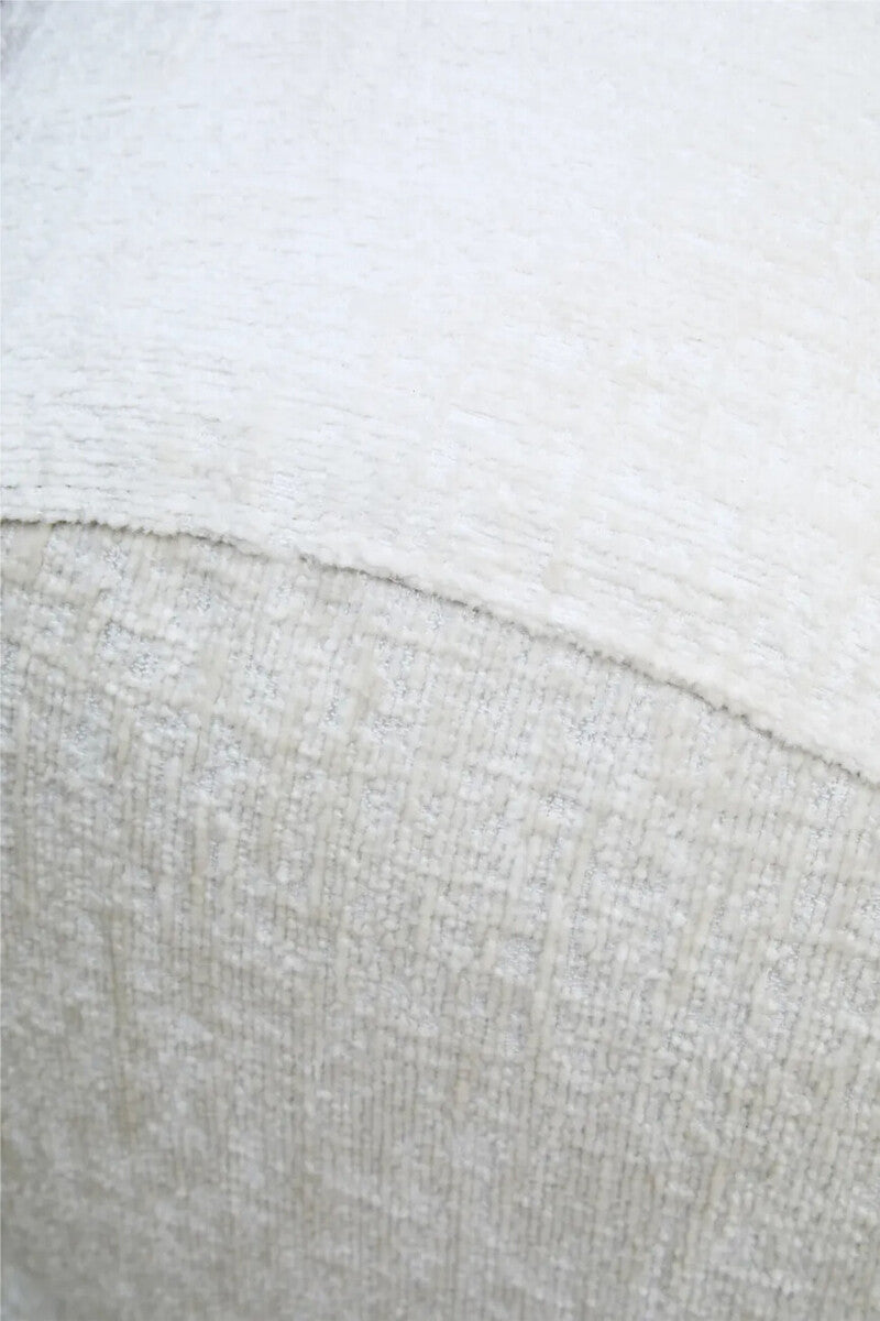 Large 3 Seater Cream Textured Fabric Sofa with Low Back, Anglet