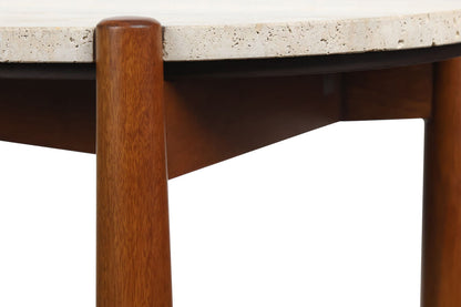 Mango Brown Finish Wood Travertine Top Side Table | Wilbur
