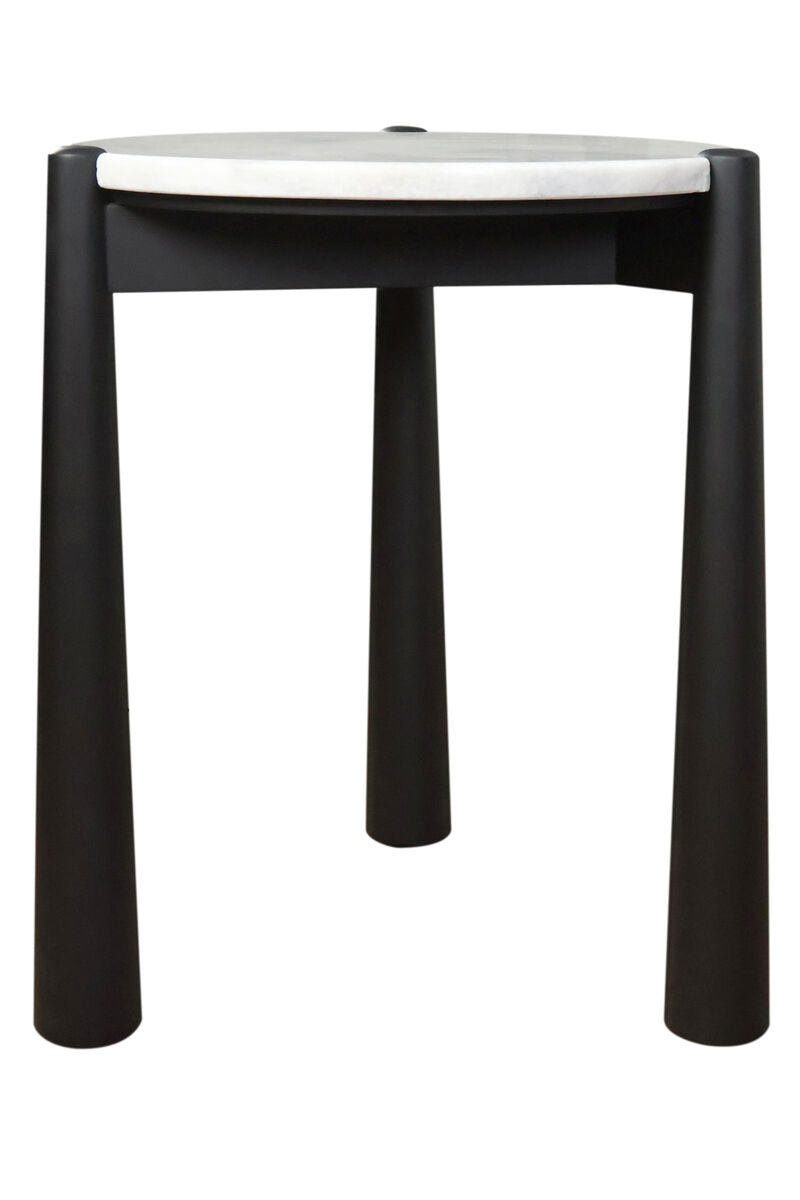 Mango Black Finish Wood White Marble Top Side Table | Wilbur