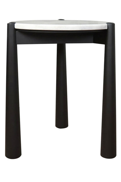 Mango Black Finish Wood White Marble Top Side Table | Wilbur