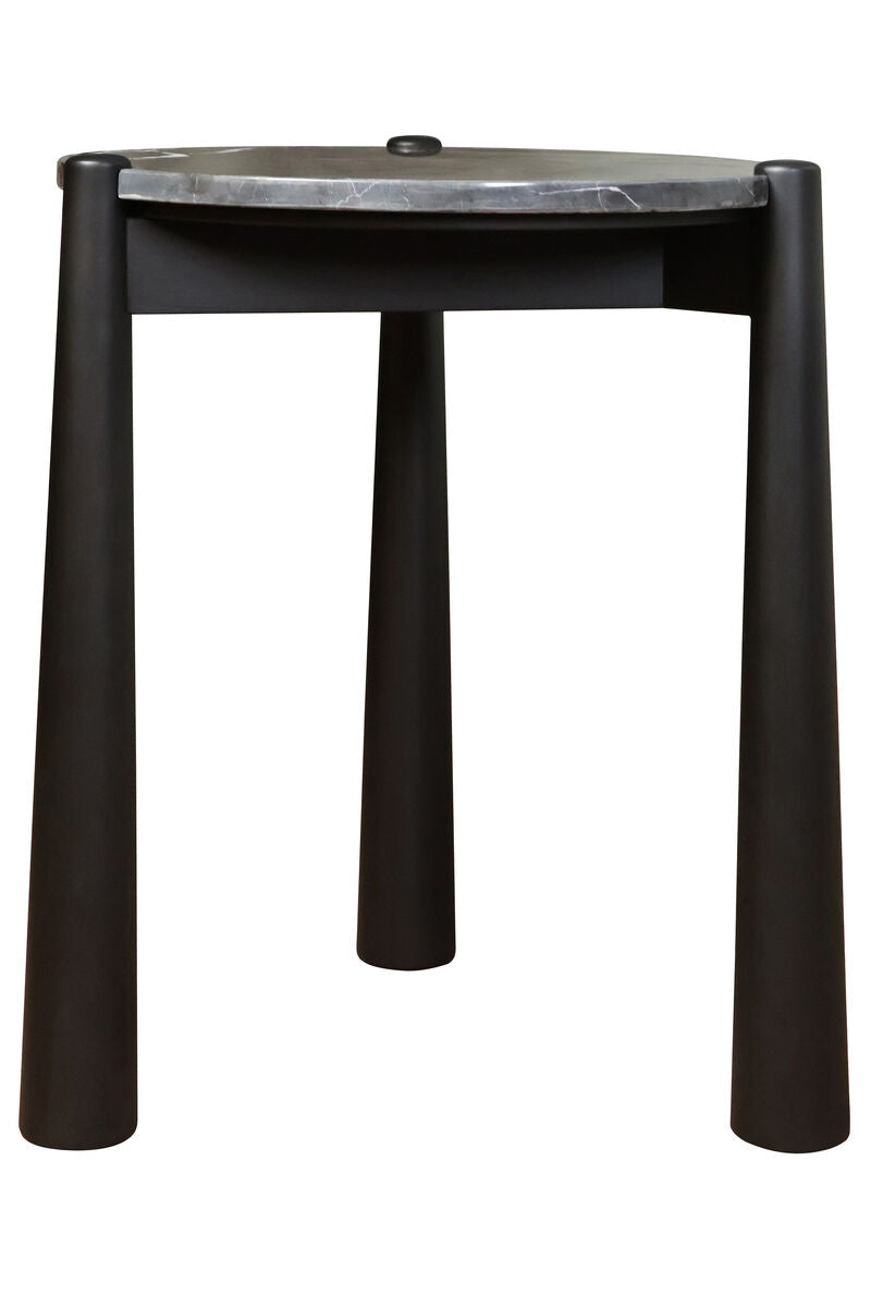 Mango Black Finish Wood Black and White Marble Top Side Table | Wilbur