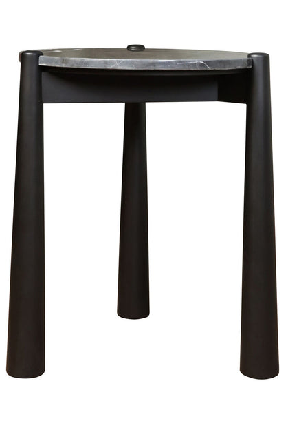 Mango Black Finish Wood Black and White Marble Top Side Table | Wilbur