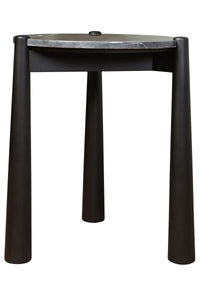 Mango Black Finish Wood Black and White Marble Top Side Table | Wilbur