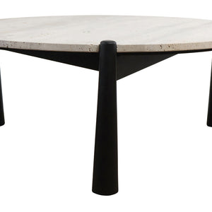 Wilbur Travertine and Black Finish Mango Wood Coffee Table