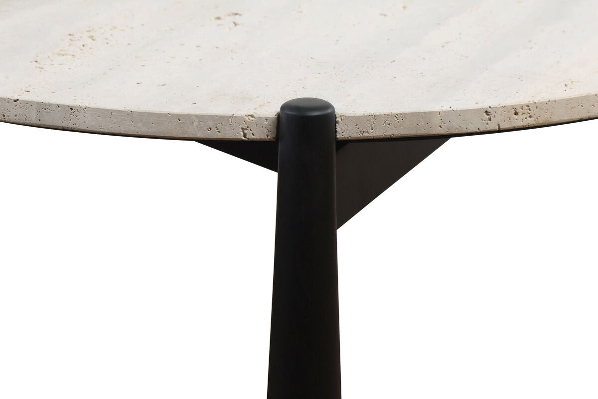 Mango Black Finish Wood Travertine Top Coffee Table | Wilbur
