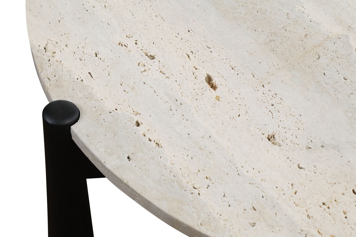 Mango Black Finish Wood Travertine Top Coffee Table | Wilbur