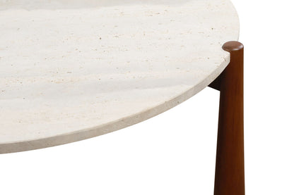 Mango Brown Finish Wood Travertine Top Coffee Table | Wilbur