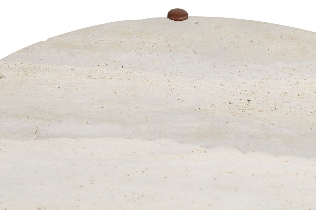 Mango Brown Finish Wood Travertine Top Coffee Table | Wilbur
