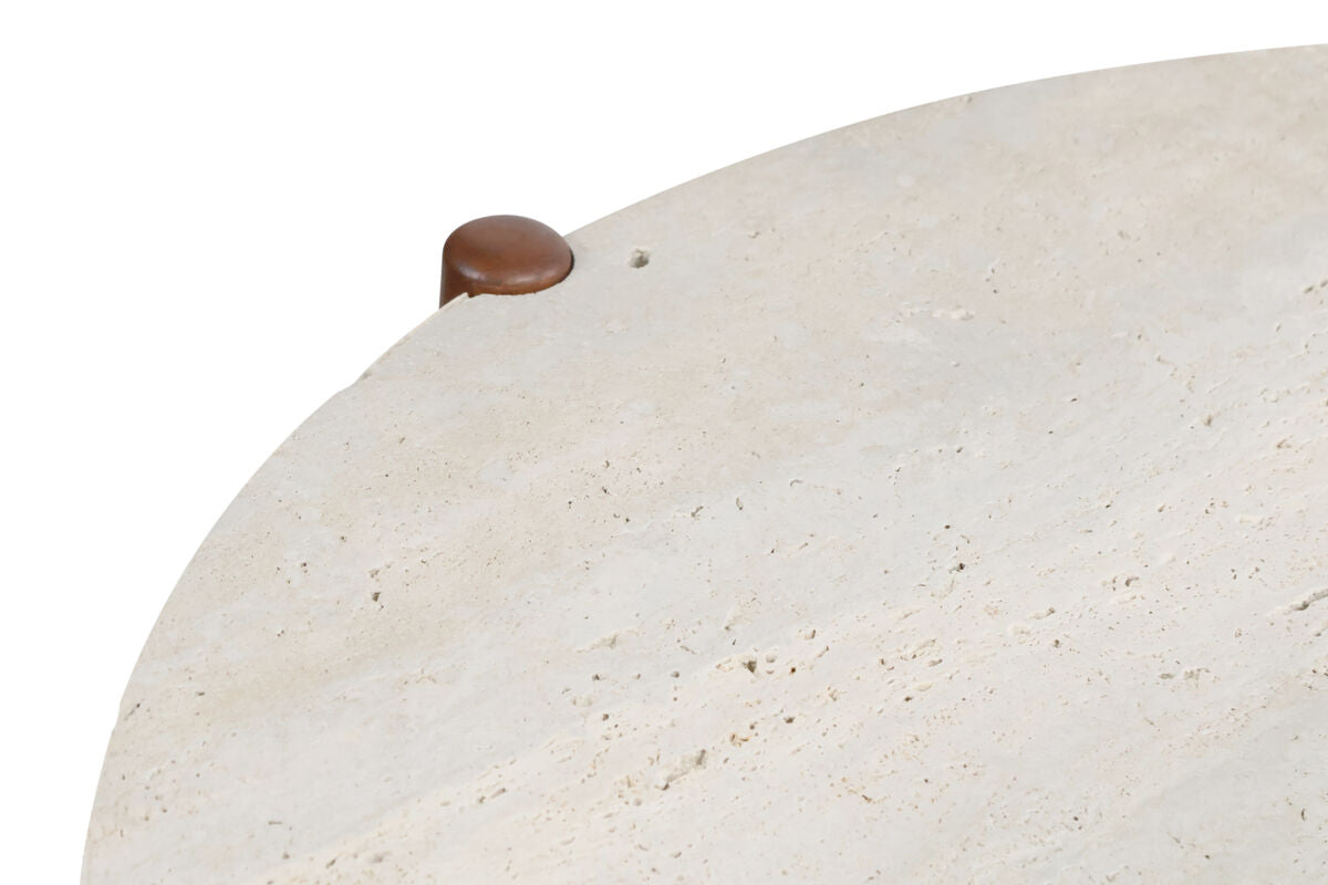 Mango Brown Finish Wood Travertine Top Coffee Table | Wilbur