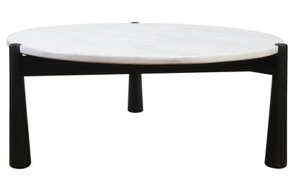 Mango Black Finish Wood White Marble Top Coffee Table | Wilbur