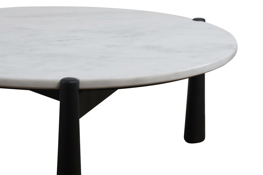 Mango Black Finish Wood White Marble Top Coffee Table | Wilbur
