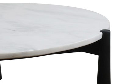 Mango Black Finish Wood White Marble Top Coffee Table | Wilbur