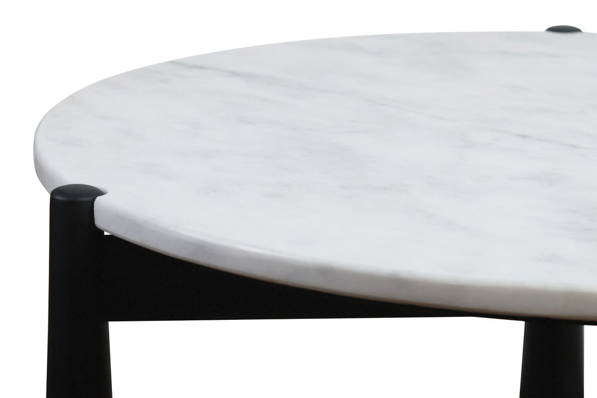 Mango Black Finish Wood White Marble Top Coffee Table | Wilbur