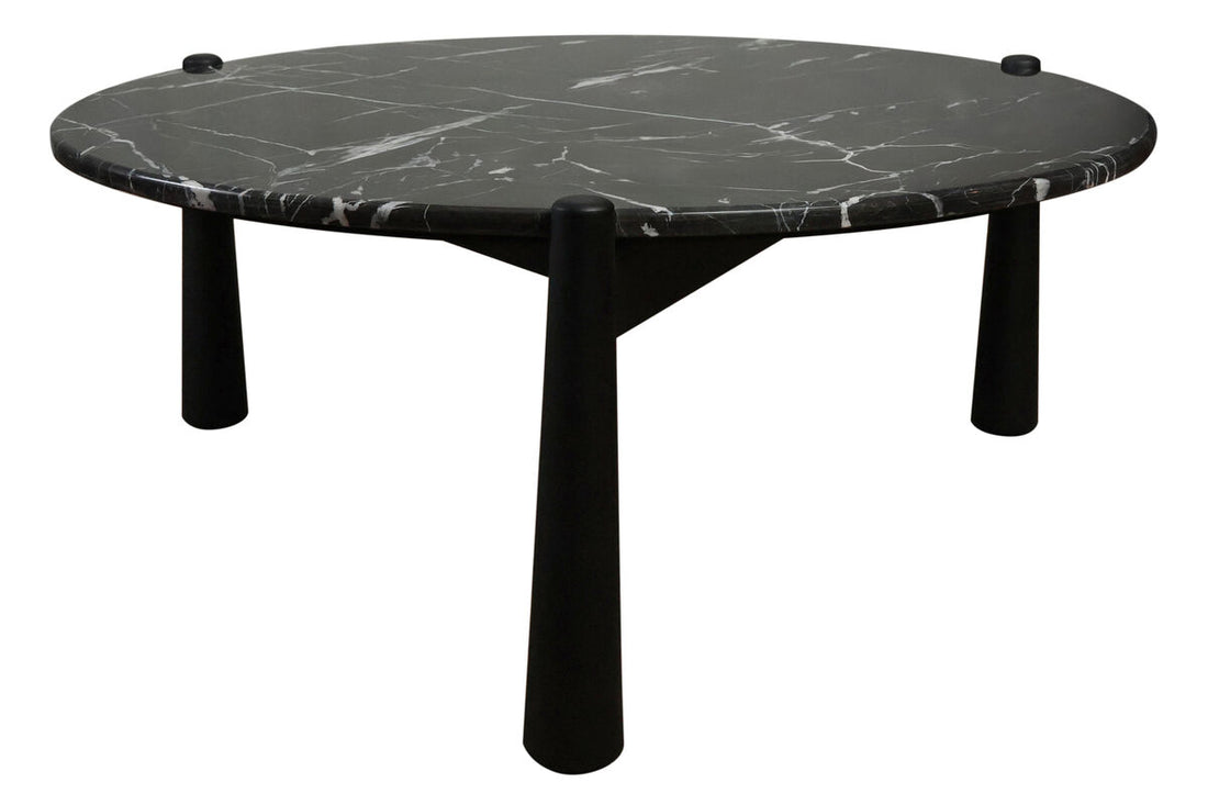Mango Black Finish Wood Black and White Marble Top Coffee Table | Wilbur