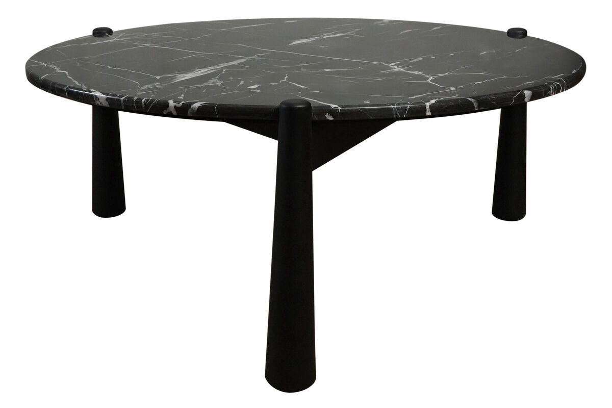 Mango Black Finish Wood Black and White Marble Top Coffee Table | Wilbur