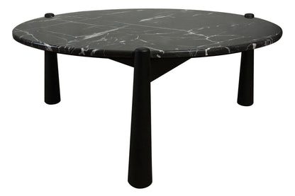 Mango Black Finish Wood Black and White Marble Top Coffee Table | Wilbur