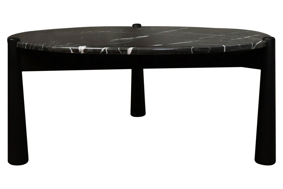 Mango Black Finish Wood Black and White Marble Top Coffee Table | Wilbur