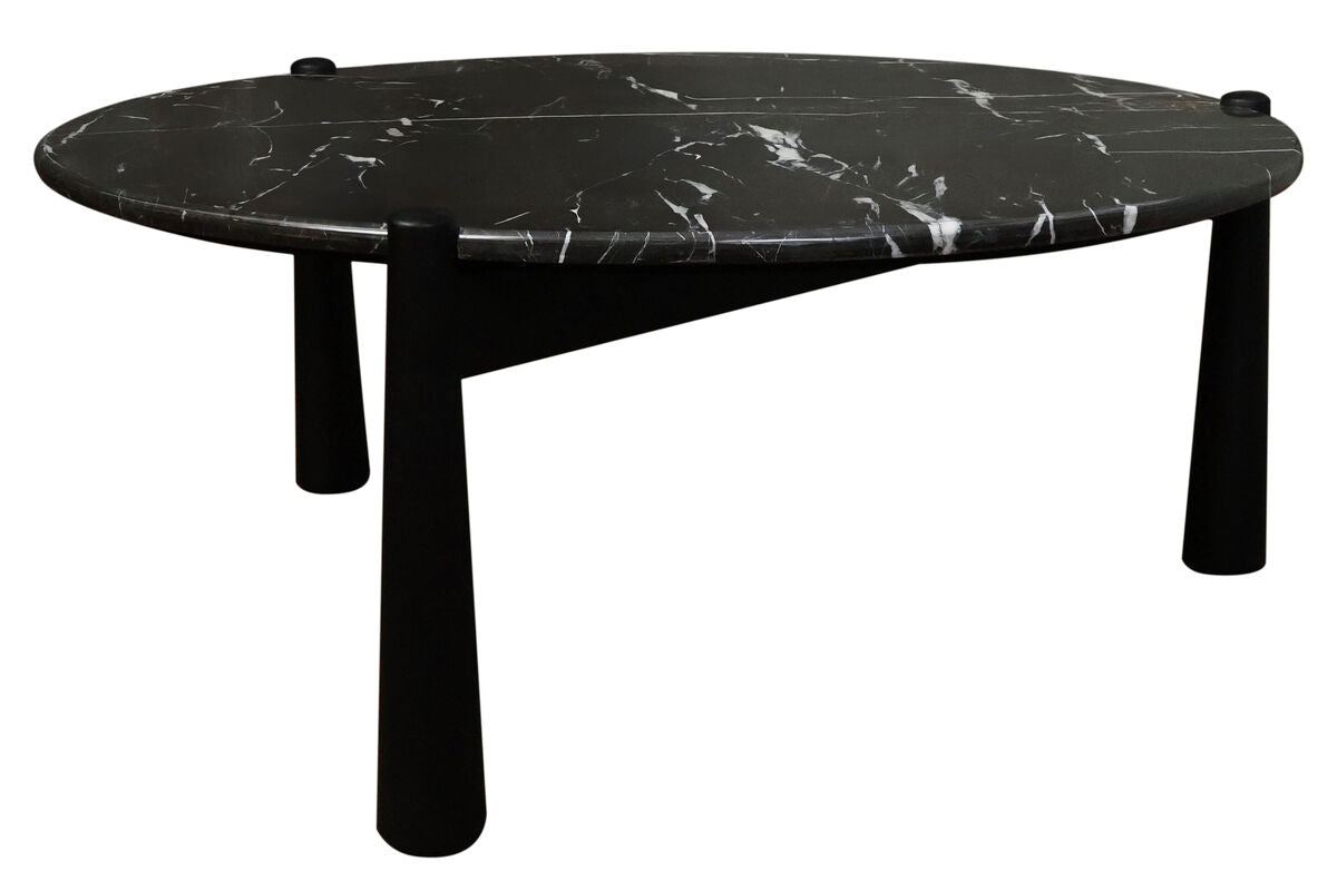 Mango Black Finish Wood Black and White Marble Top Coffee Table | Wilbur