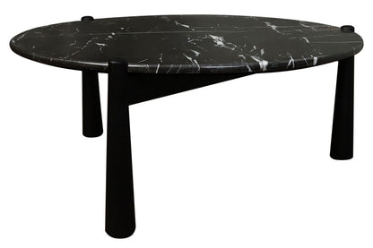 Mango Black Finish Wood Black and White Marble Top Coffee Table | Wilbur