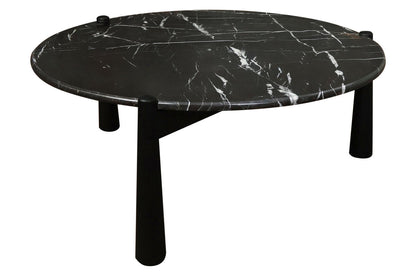 Mango Black Finish Wood Black and White Marble Top Coffee Table | Wilbur