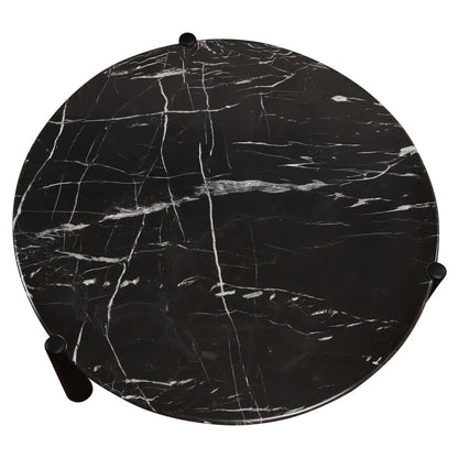 Mango Black Finish Wood Black and White Marble Top Coffee Table | Wilbur
