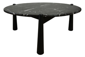 Mango Black Finish Wood Black and White Marble Top Coffee Table | Wilbur