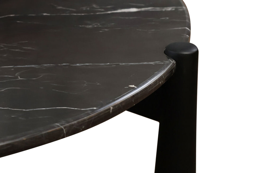 Mango Black Finish Wood Black and White Marble Top Coffee Table | Wilbur