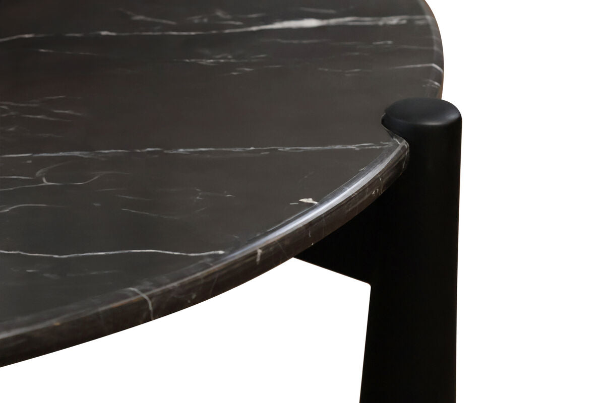 Mango Black Finish Wood Black and White Marble Top Coffee Table | Wilbur