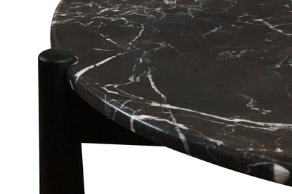 Mango Black Finish Wood Black and White Marble Top Coffee Table | Wilbur